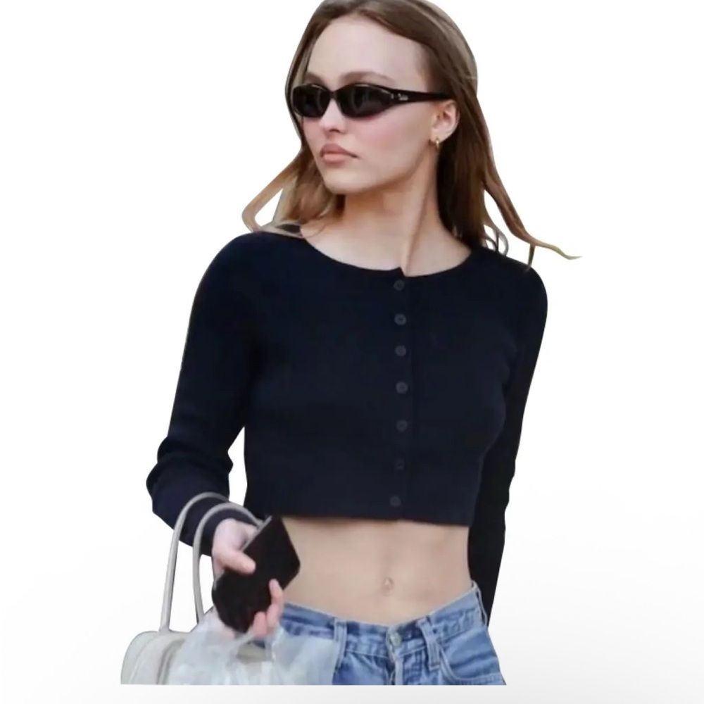 Brandy Melville Charcoal Button-Up Sweater